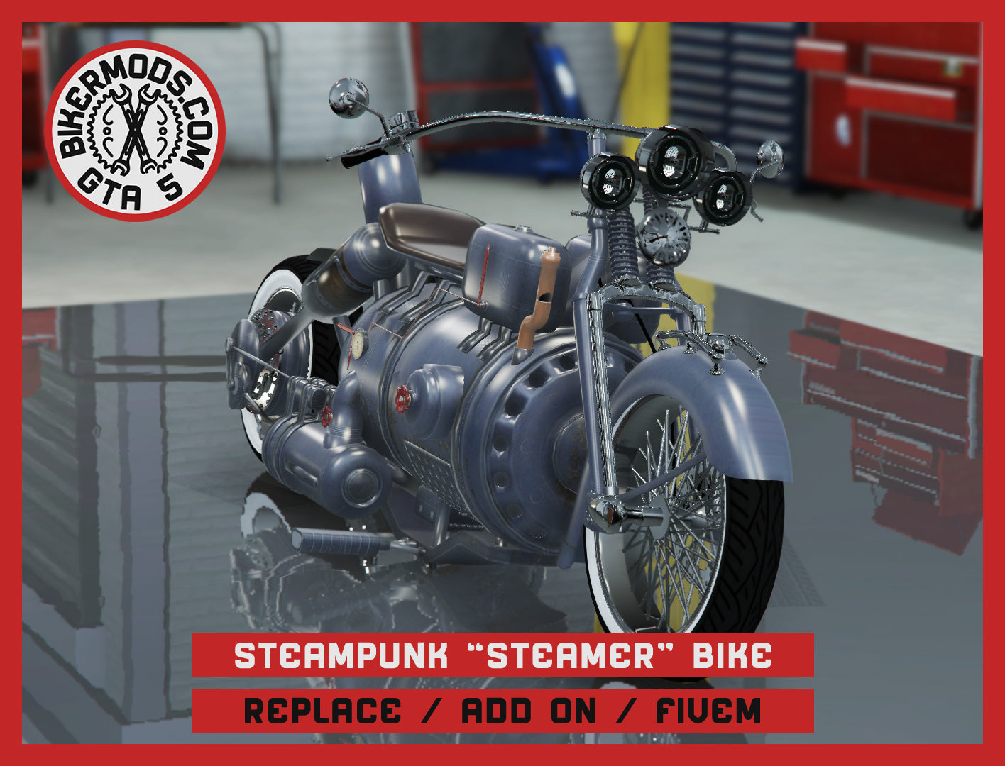 Steampunk "Steamer" Bike (Replace / Add On / FiveM) 148k Poly