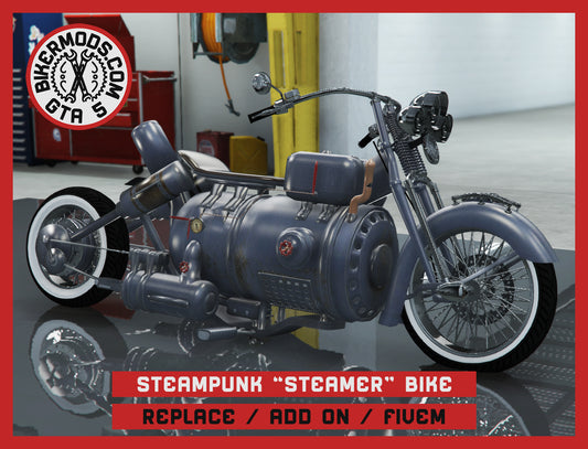 Steampunk "Steamer" Bike (Replace / Add On / FiveM) 148k Poly