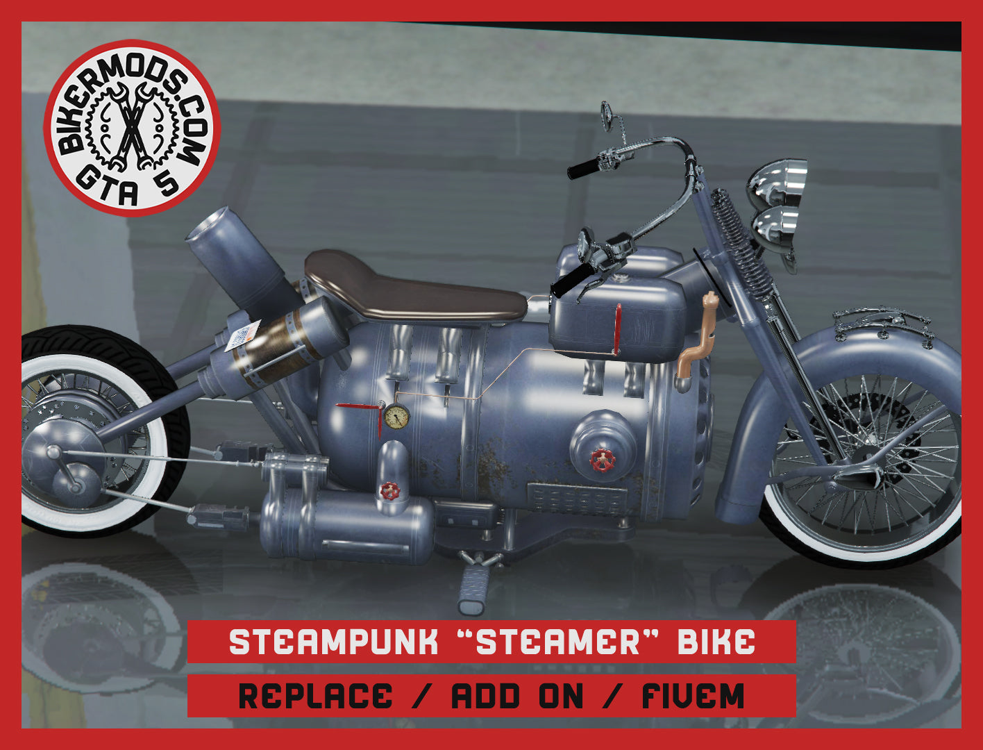 Steampunk "Steamer" Bike (Replace / Add On / FiveM) 148k Poly