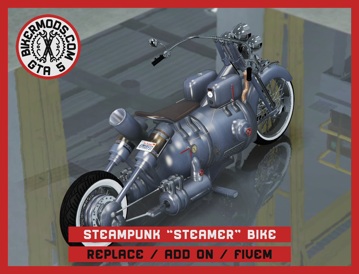 Steampunk "Steamer" Bike (Replace / Add On / FiveM) 148k Poly