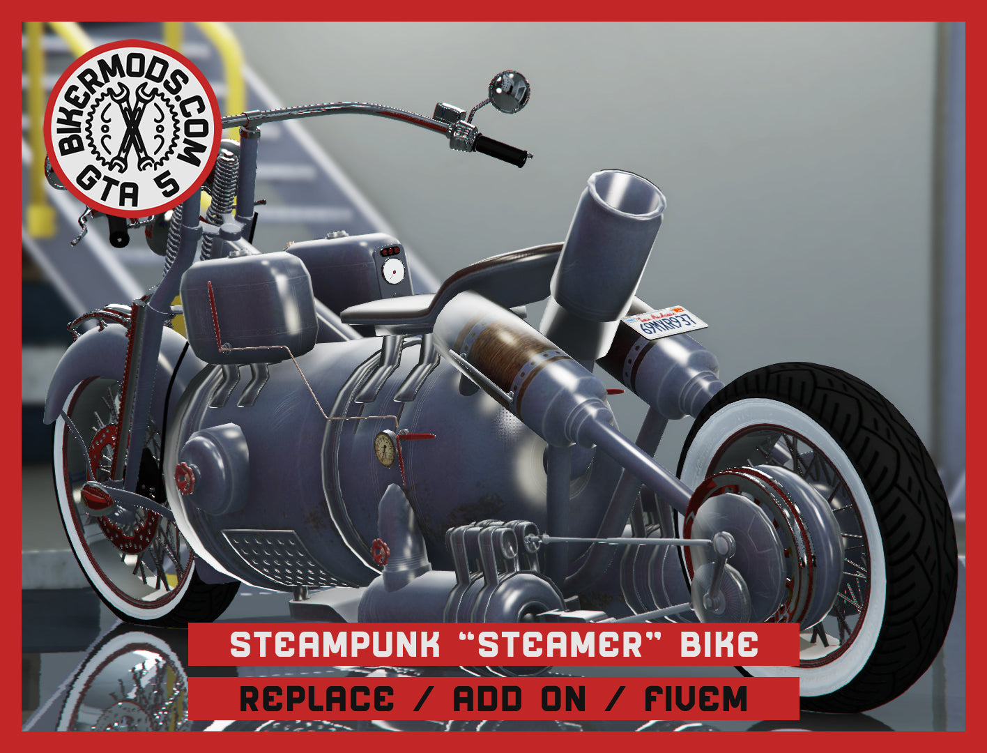 Steampunk "Steamer" Bike (Replace / Add On / FiveM) 148k Poly