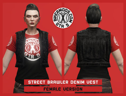 Street Brawler Black Denim Vest (Female)