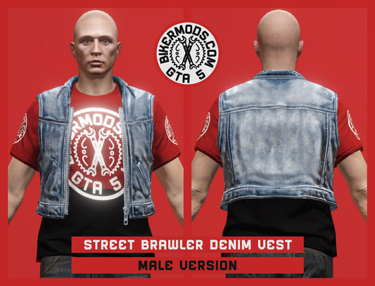 Street Brawler Blue Denim Vest (Male)