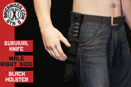 Survival Knife (Black) Holster Right Side