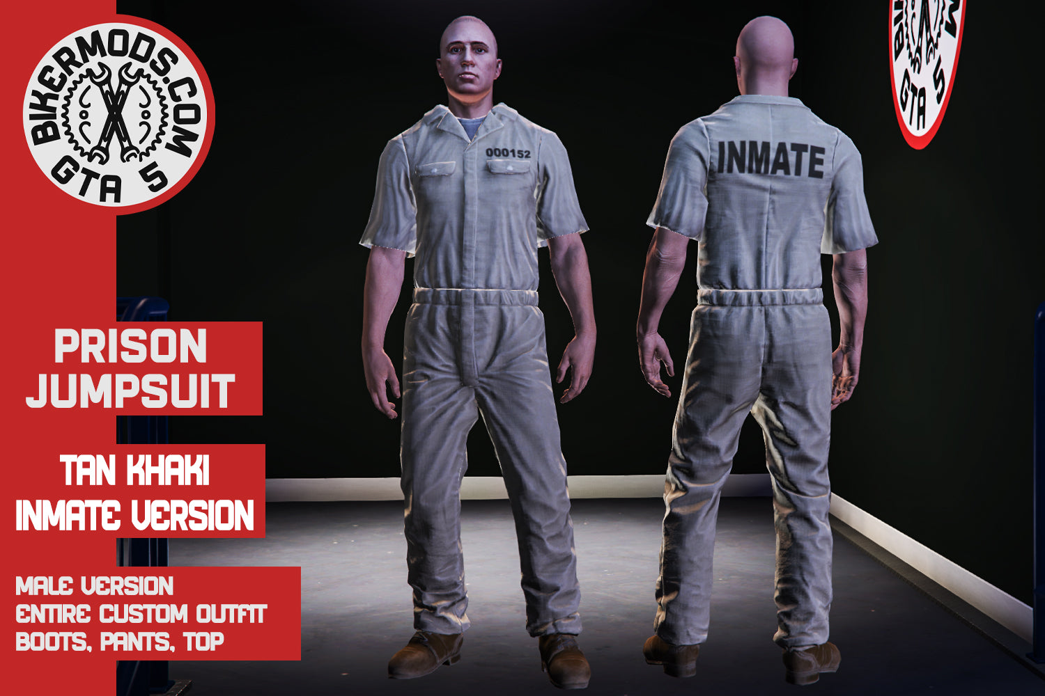Tan Khaki Prison Jumpsuit GTA 5 Bikermods