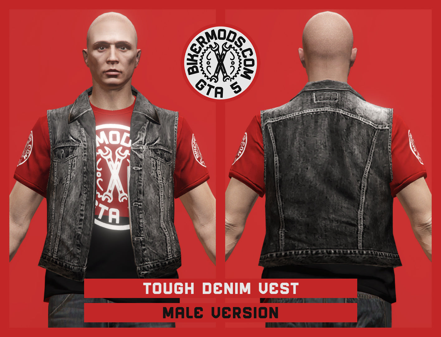 Tough Black Denim Vest (Male)