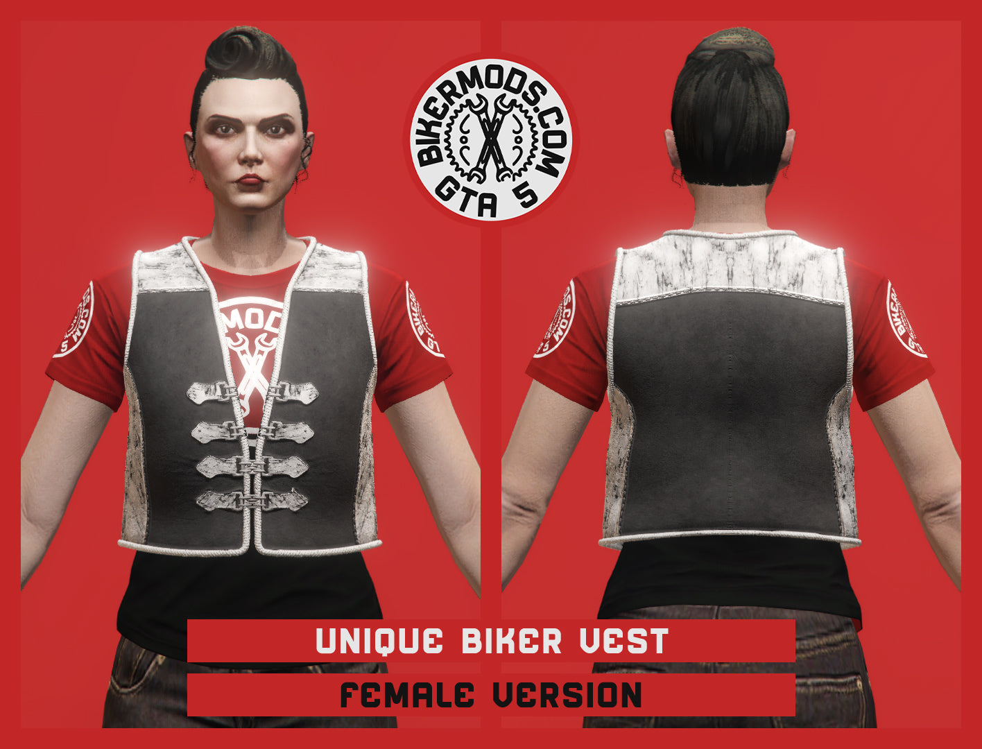 Unique Biker Vest (Female) Half Open Style