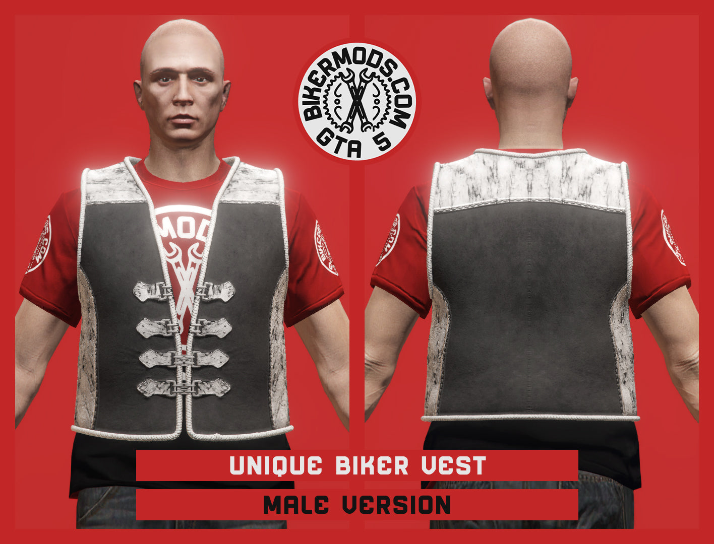 Unique Biker Vest (Male) Half Open Style