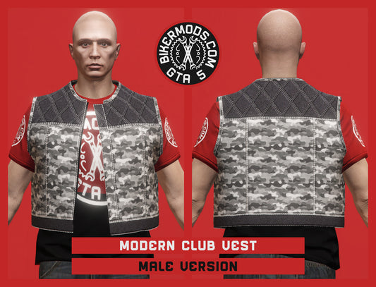 Urban Camo Modern Club Biker Vest (Male) Open Style
