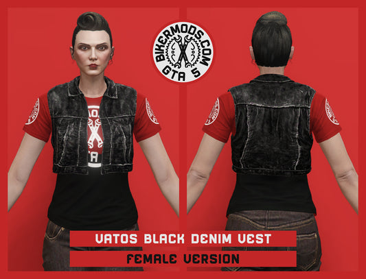 Vatos Black Denim Vest (Female) Shorty Style
