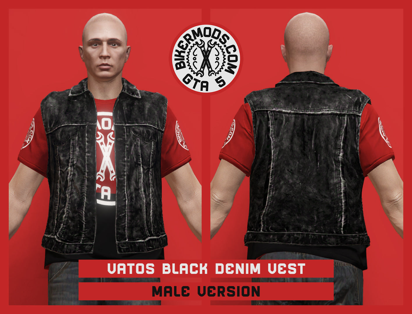 Vatos Black Denim Vest (Male)