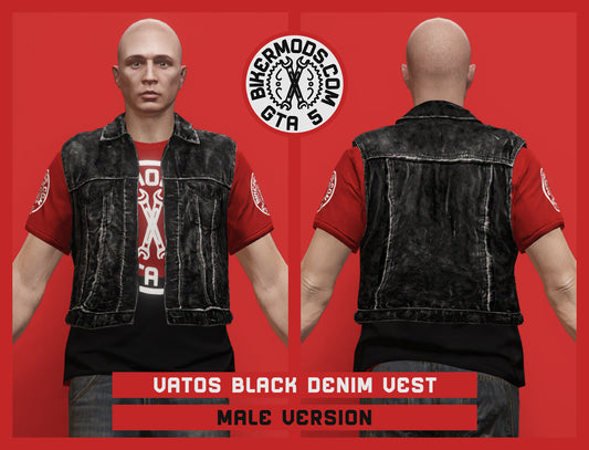 Vatos Black Denim Vest (Male) Shorty Style