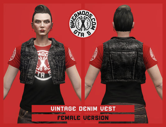 Vintage Black Denim Vest (Female) Shorty Style