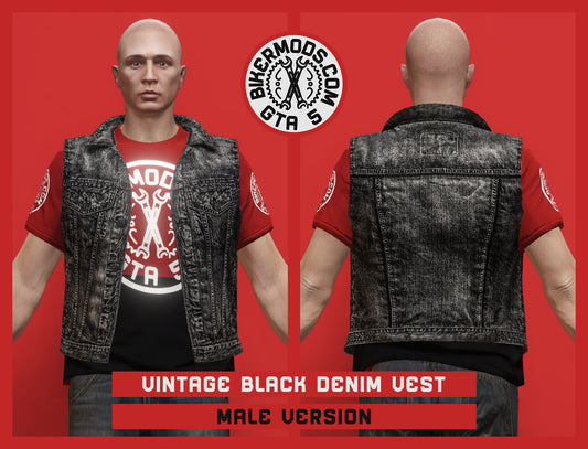Vintage Black Denim Vest (Male)