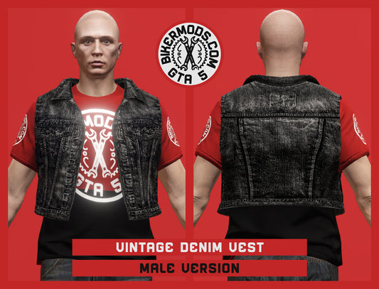 Vintage Black Denim Vest (Male) Shorty Style