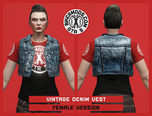 Vintage Blue Denim Vest (Female) Shorty Style