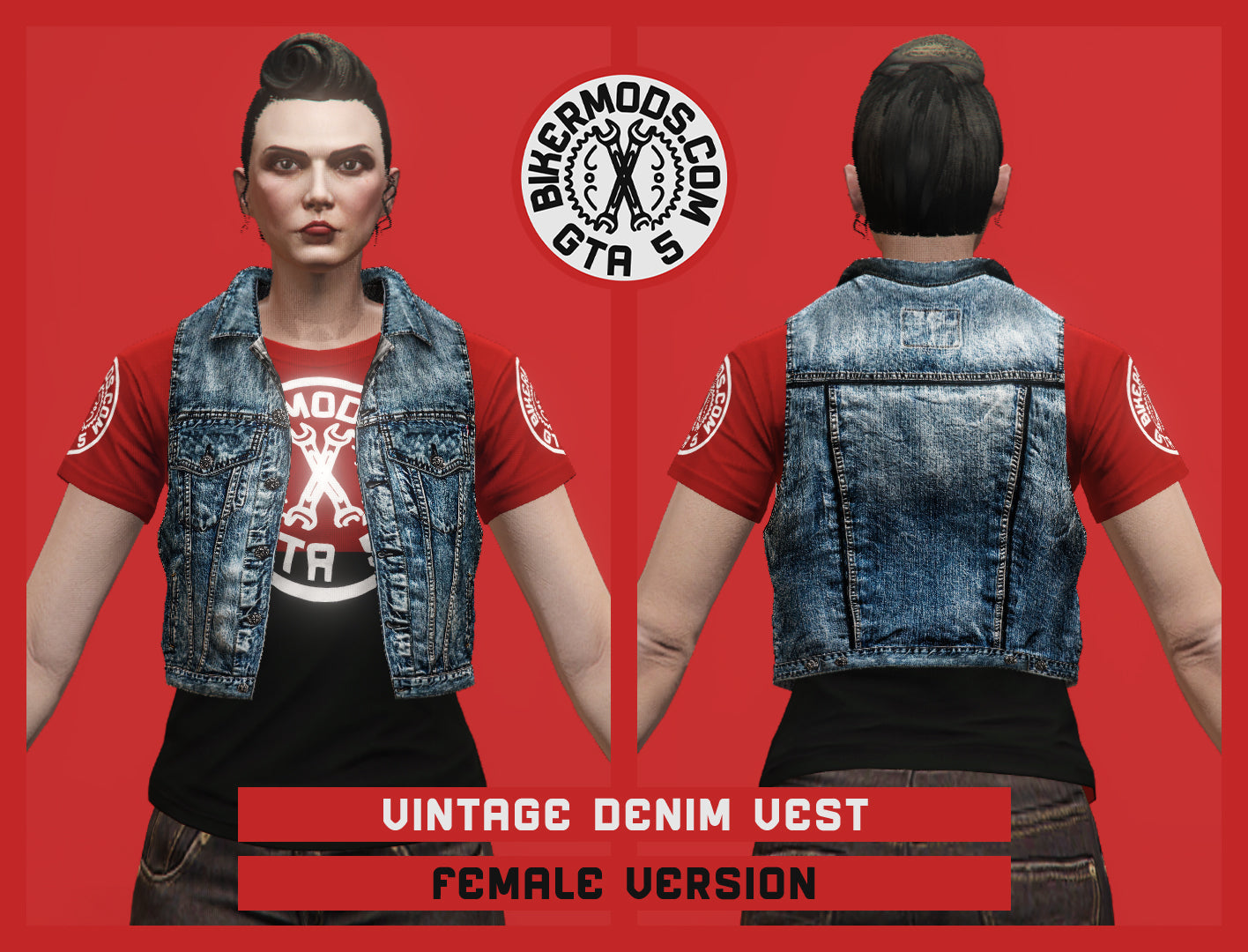 Vintage Blue Denim Vest (Female) Slim Style
