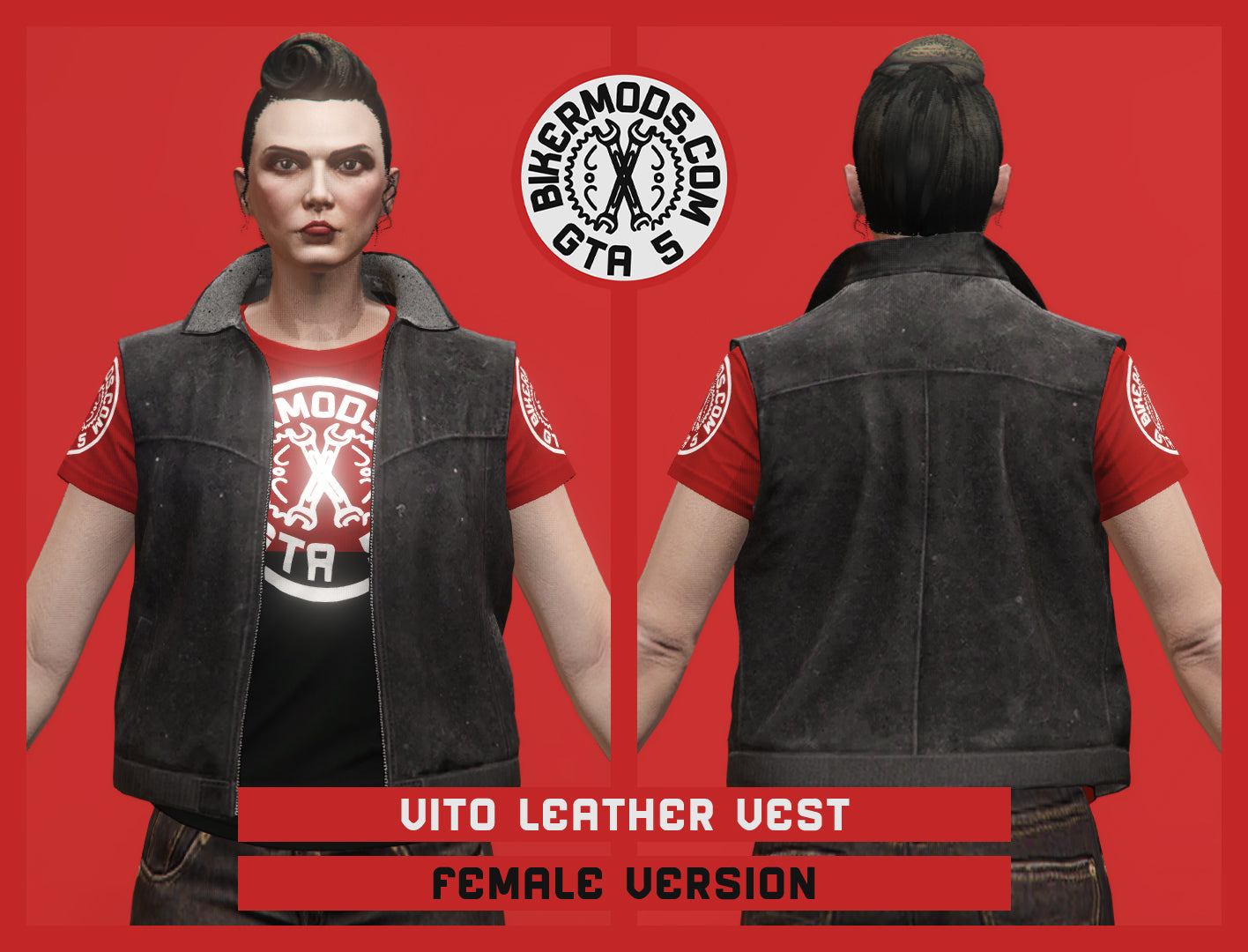 Vito Black Leather Vest (Female)