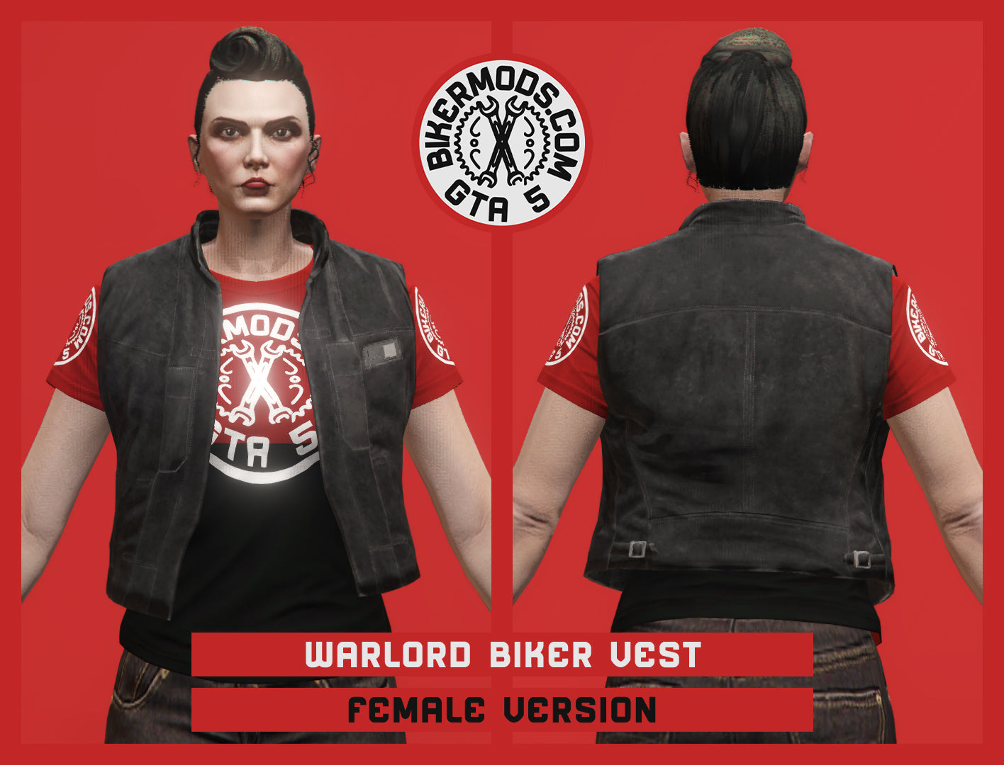 Warlord Biker Vest (Female) Black Style