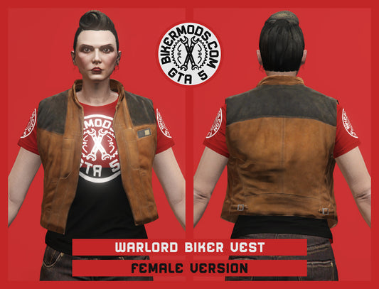 Warlord Biker Vest (Female) Brown Style