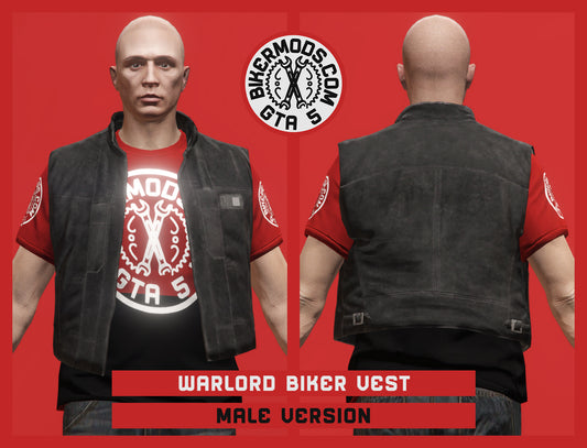 Warlord Biker Vest (Male) Black Style