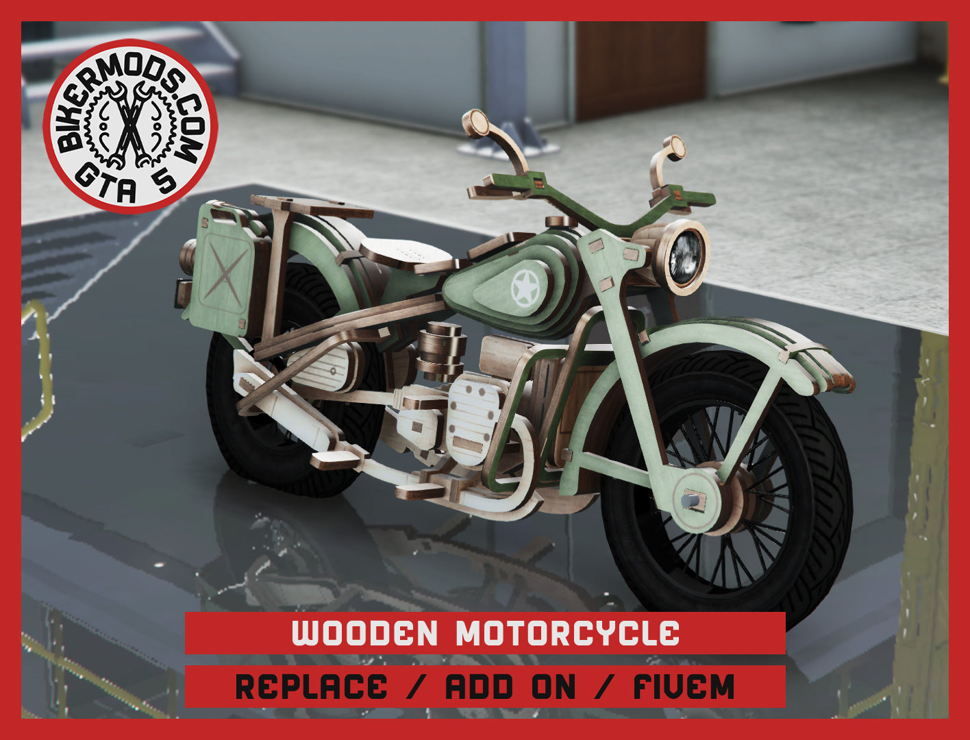 Wooden Motorcycle (Replace / Add On / FiveM) 37k Poly