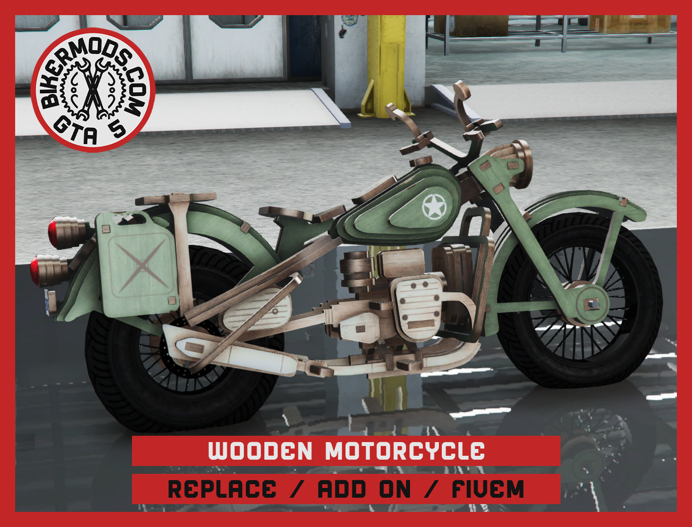 Wooden Motorcycle (Replace / Add On / FiveM) 37k Poly