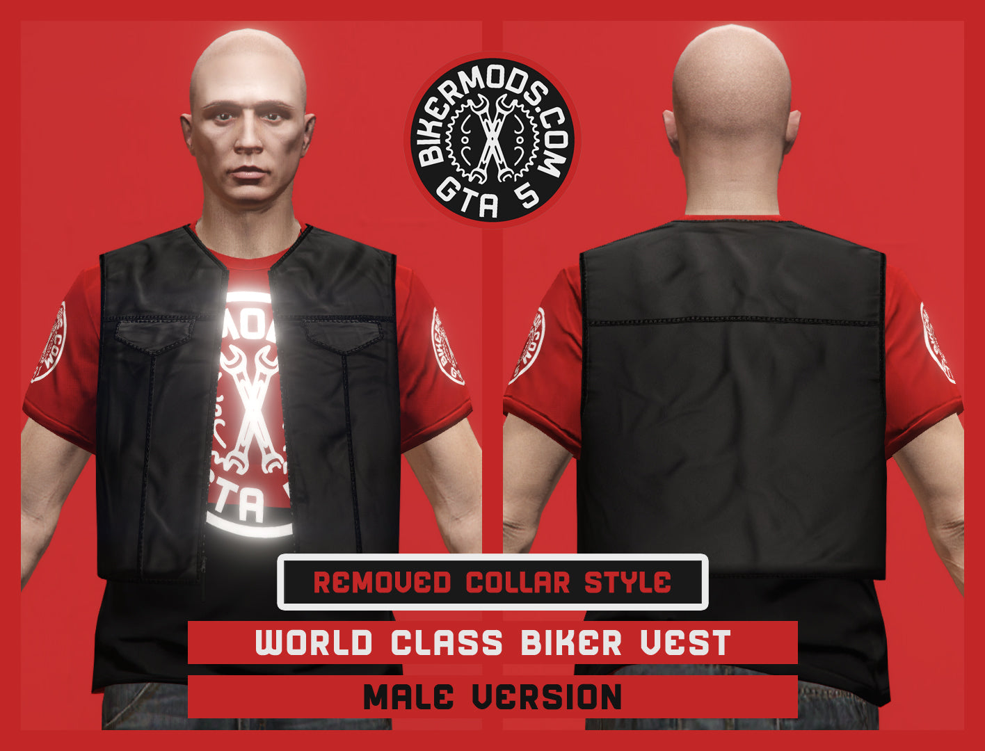 World Class Biker Vest (Male) No Collar Style