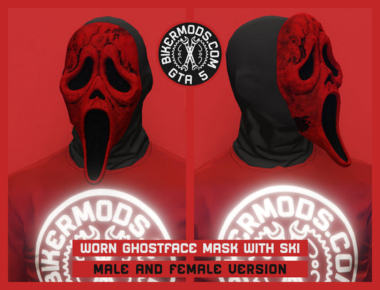 Worn Ghostface Mask (Scream) With Ski Mask