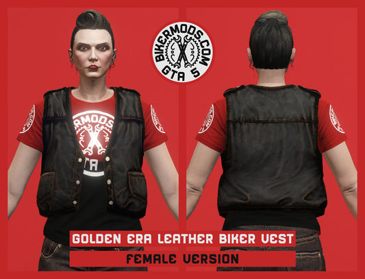 Worn Golden Era Leather Biker Vest (Female) Classic Style